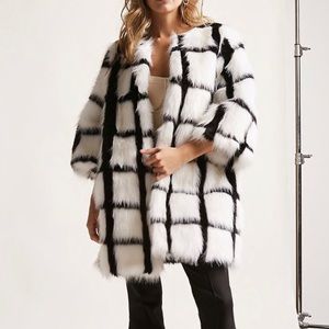 SHACI Faux Fur Grid Coat